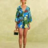 Farm Rio Blue Banana Leaves Romper -Farm Rio Dress Shop 309327 01