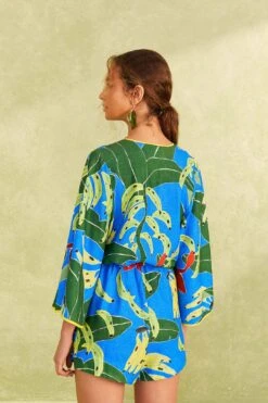 Farm Rio Blue Banana Leaves Romper 11 Farm Rio Blue Banana Leaves Romper -Farm Rio Dress Shop 309327 03