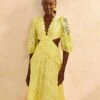 Farm Rio Light Yellow Richelieu Midi Dress 2 Farm Rio Light Yellow Richelieu Midi Dress -Farm Rio Dress Shop 309337 02
