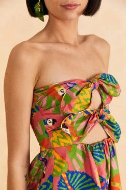 Farm Rio Coral Graphic Macaws Organic Cotton Mini Dress -Farm Rio Dress Shop 309347 03