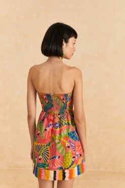 Farm Rio Coral Graphic Macaws Organic Cotton Mini Dress -Farm Rio Dress Shop 309347 04