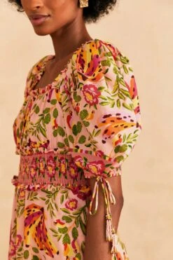 Farm Rio Pink Painted Bananas Midi Dress -Farm Rio Dress Shop 309358 03
