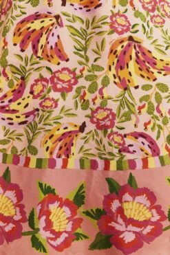 Farm Rio Pink Painted Bananas Midi Dress -Farm Rio Dress Shop 309358 05
