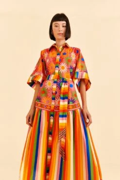 Farm Rio Coral Mixed Graphic Macaws Midi Dress -Farm Rio Dress Shop 309363 03