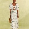 Farm Rio Cross Stitch Coconut Embroidered Midi Dress -Farm Rio Dress Shop 309371 01
