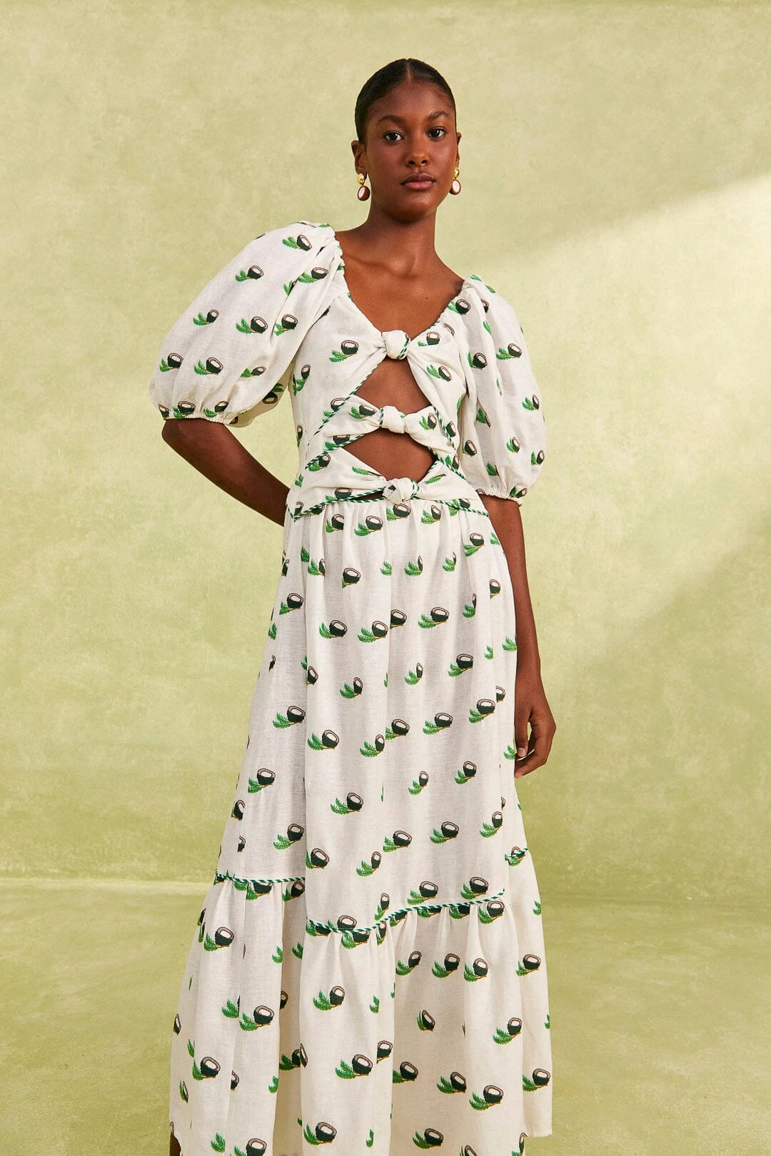 Farm Rio Cross Stitch Coconut Embroidered Midi Dress 4 Farm Rio Cross Stitch Coconut Embroidered Midi Dress - Image 2