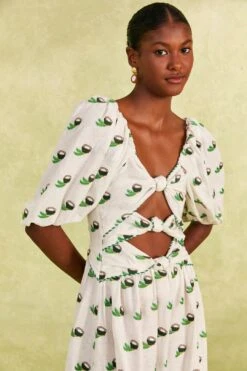 Farm Rio Cross Stitch Coconut Embroidered Midi Dress 10 Farm Rio Cross Stitch Coconut Embroidered Midi Dress -Farm Rio Dress Shop 309371 03