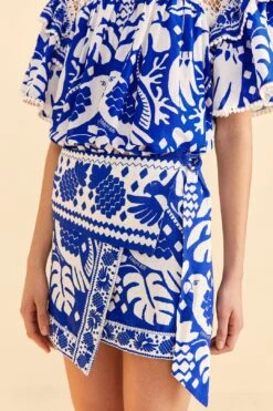 Farm Rio Navy Blue Jungle Scarf Mini Skirt -Farm Rio Dress Shop 309382 03