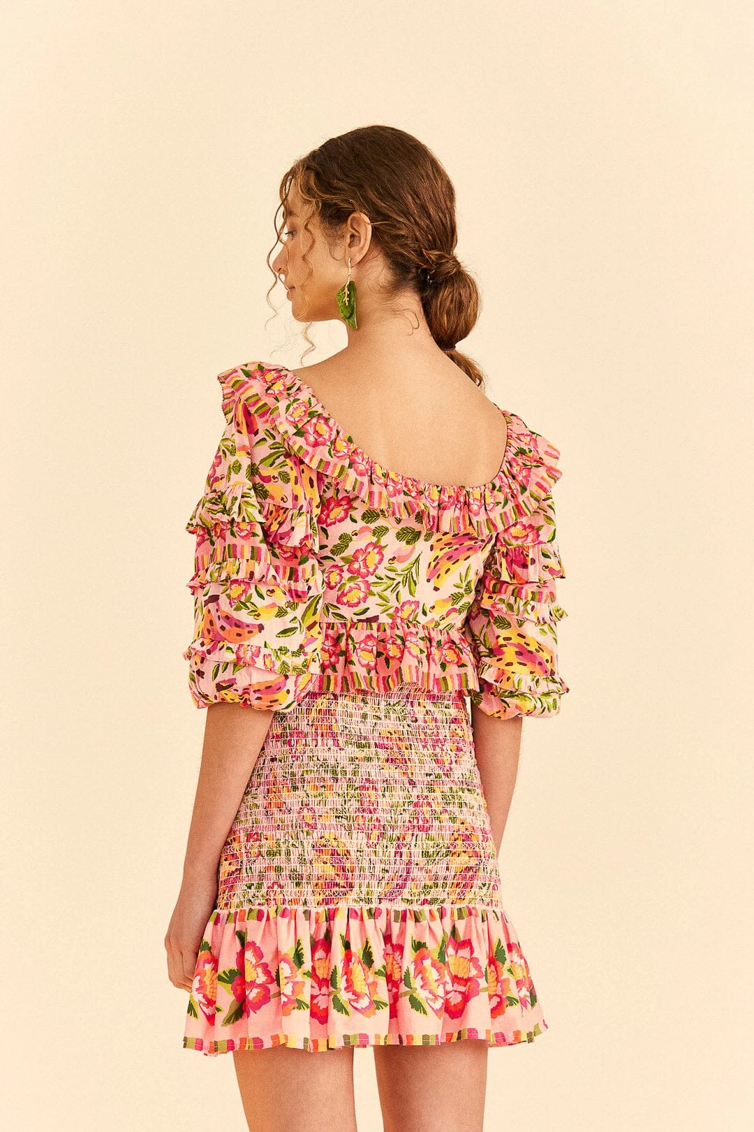 Farm Rio Pink Painted Bananas Smocked Mini Skirt 6 Farm Rio Pink Painted Bananas Smocked Mini Skirt - Image 4