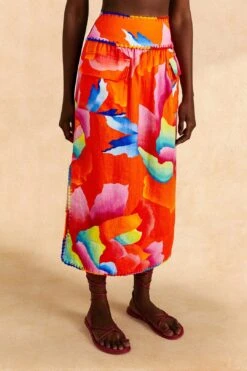 Farm Rio Red Ombre Chita Midi Skirt -Farm Rio Dress Shop 309389 03