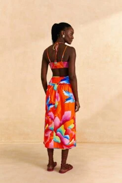 Farm Rio Red Ombre Chita Midi Skirt -Farm Rio Dress Shop 309389 04