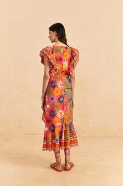 Farm Rio Coral Mixed Graphic Macaws Midi Skirt -Farm Rio Dress Shop 309396 04