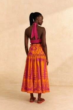 Farm Rio Orange Pineapple Love Organic Cotton Maxi Skirt -Farm Rio Dress Shop 309397 04