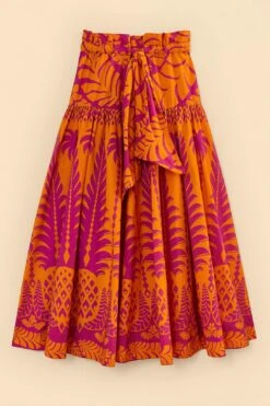 Farm Rio Orange Pineapple Love Organic Cotton Maxi Skirt -Farm Rio Dress Shop 309397 06