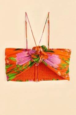 Farm Rio Orange Romantic Garden Crop Top -Farm Rio Dress Shop 309410 05