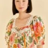 Farm Rio Off-White Macaw Bloom Blouse 1 Farm Rio Off-White Macaw Bloom Blouse -Farm Rio Dress Shop 309414 01