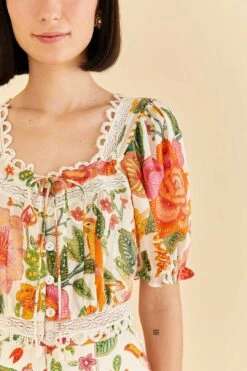 Farm Rio Off-White Macaw Bloom Blouse -Farm Rio Dress Shop 309414 03