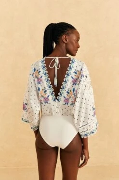 Farm Rio Off-White Romantic Bandanas Bodysuit -Farm Rio Dress Shop 309428 03