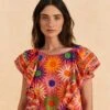 Farm Rio Coral Summer Sun Blouse -Farm Rio Dress Shop 309447 01