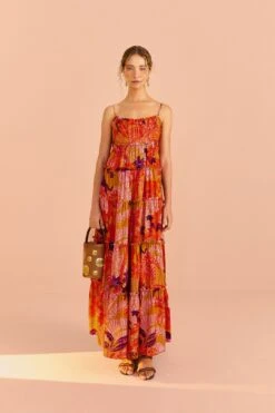 Farm Rio Beige Jungle Panther Lenzing™ Ecovero™ Viscose Maxi Dress