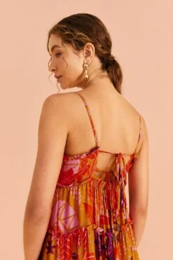 Farm Rio Beige Jungle Panther Lenzing™ Ecovero™ Viscose Maxi Dress -Farm Rio Dress Shop 309482 03