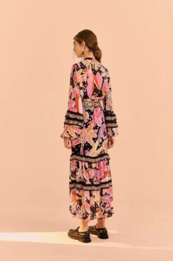 Farm Rio Black Enchanted Nature Midi Dress 11 Farm Rio Black Enchanted Nature Midi Dress -Farm Rio Dress Shop 309488 04