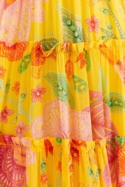 Farm Rio Yellow Macaw Bloom Maxi Dress -Farm Rio Dress Shop 309490 05