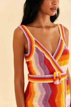 Farm Rio Multi Stripes Crochet Dress -Farm Rio Dress Shop 309551 03