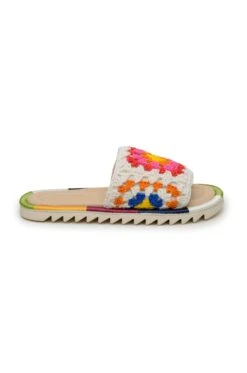 Farm Rio Off-White Crochet Slide Sandal -Farm Rio Dress Shop 309880 03
