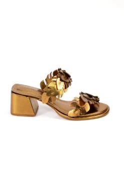 Farm Rio Brass Monstera Mid Heel Slide Sandal -Farm Rio Dress Shop 309922 03