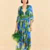 Farm Rio Blue Banana Leaves Maxi Dress