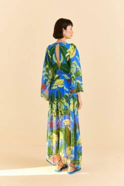 Farm Rio Blue Banana Leaves Maxi Dress -Farm Rio Dress Shop 310131 04