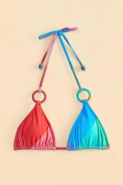 Farm Rio Blue Painted Birds Plaid Triangle Bikini Top 11 Farm Rio Blue Painted Birds Plaid Triangle Bikini Top -Farm Rio Dress Shop 310548 05