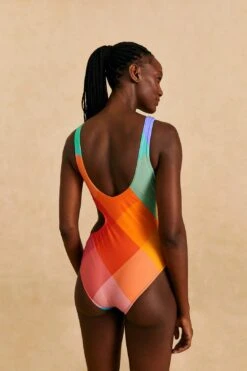 Farm Rio Blue Painted Birds Plaid One-Piece Swimsuit 8 Farm Rio Blue Painted Birds Plaid One-Piece Swimsuit -Farm Rio Dress Shop 310550 04