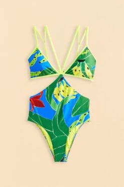 Farm Rio Blue Banana Leaves One-piece Swimsuit -Farm Rio Dress Shop 310566 04