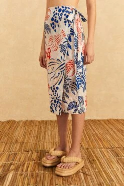 Farm Rio Off-White Mixed Lobster Wrap Skirt -Farm Rio Dress Shop 310587 03