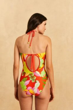 Farm Rio Red Neon Floral One-Piece Swimsuit -Farm Rio Dress Shop 310590 03
