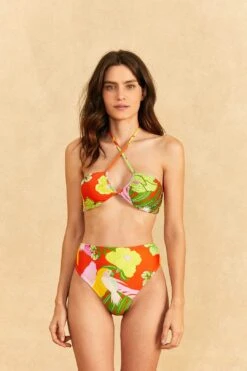 Farm Rio Red Neon Floral Bikini Bottom
