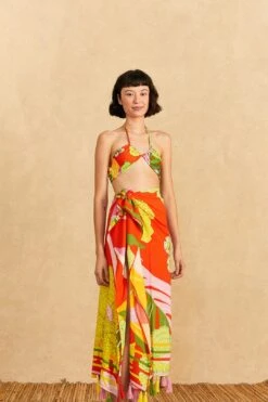 Farm Rio Red Neon Floral Sarong
