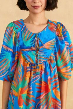 Farm Rio Blue Painted Birds Maxi Cover-Up 10 Farm Rio Blue Painted Birds Maxi Cover-Up -Farm Rio Dress Shop 310595 03
