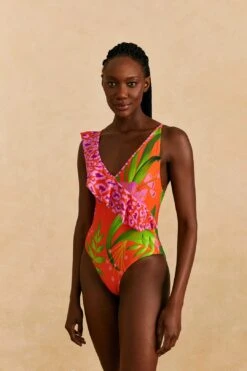 Farm Rio Romantic Garden & Leopard Pop One-Piece Swimsuit