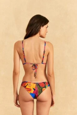 Farm Rio Blue Floral Tropical & Colorful Stripes Bikini Bottom -Farm Rio Dress Shop 310623 04