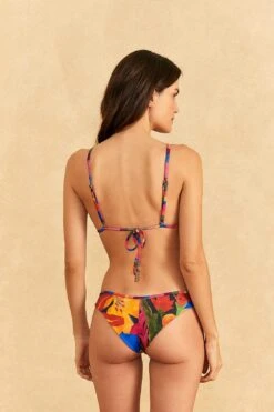 Farm Rio Blue Floral Tropical & Colorful Stripes Triangle Bikini Top -Farm Rio Dress Shop 310624 03