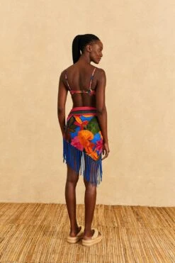 Farm Rio Blue Floral Tropical & Colorful Stripes Sarong -Farm Rio Dress Shop 310627 03