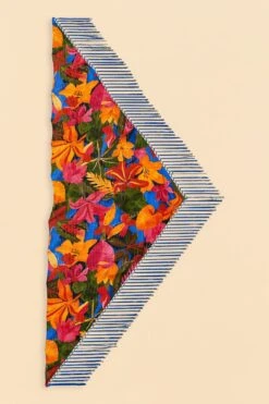 Farm Rio Blue Floral Tropical & Colorful Stripes Sarong -Farm Rio Dress Shop 310627 04