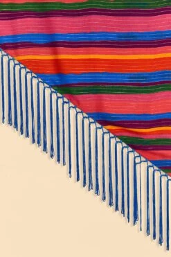 Farm Rio Blue Floral Tropical & Colorful Stripes Sarong -Farm Rio Dress Shop 310627 07