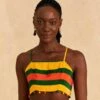 Farm Rio Yellow, Green & Red Striped Crop Top -Farm Rio Dress Shop 310659 01