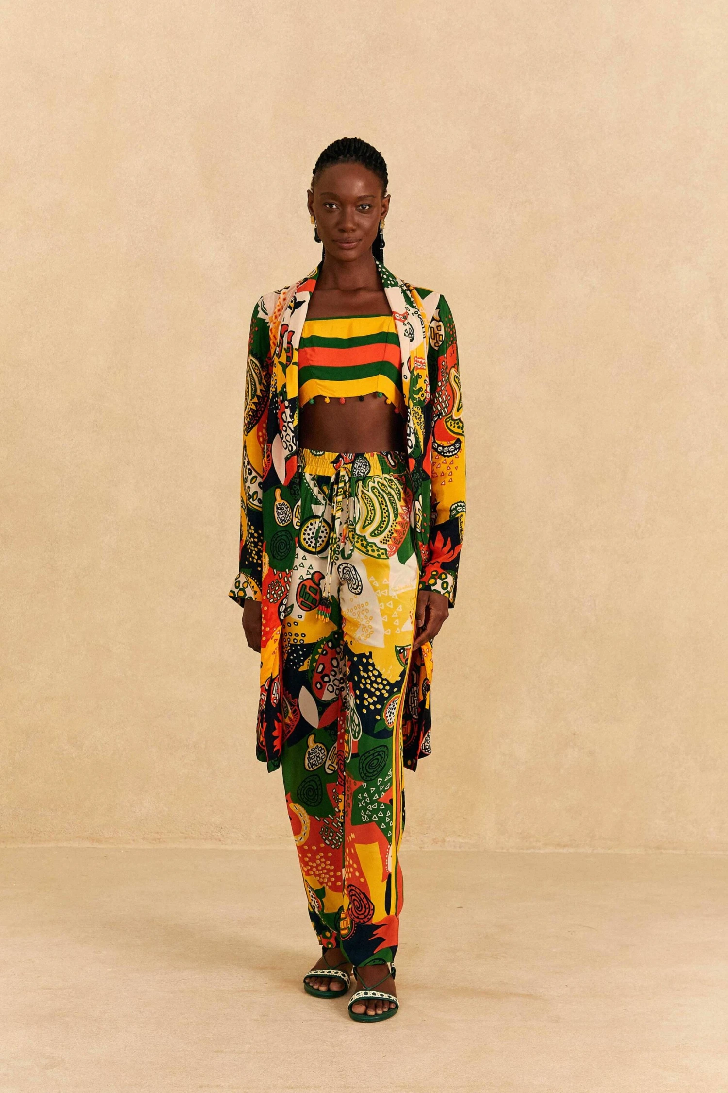 Farm Rio Yellow, Green & Red Striped Crop Top 4 Farm Rio Yellow, Green & Red Striped Crop Top - Image 2