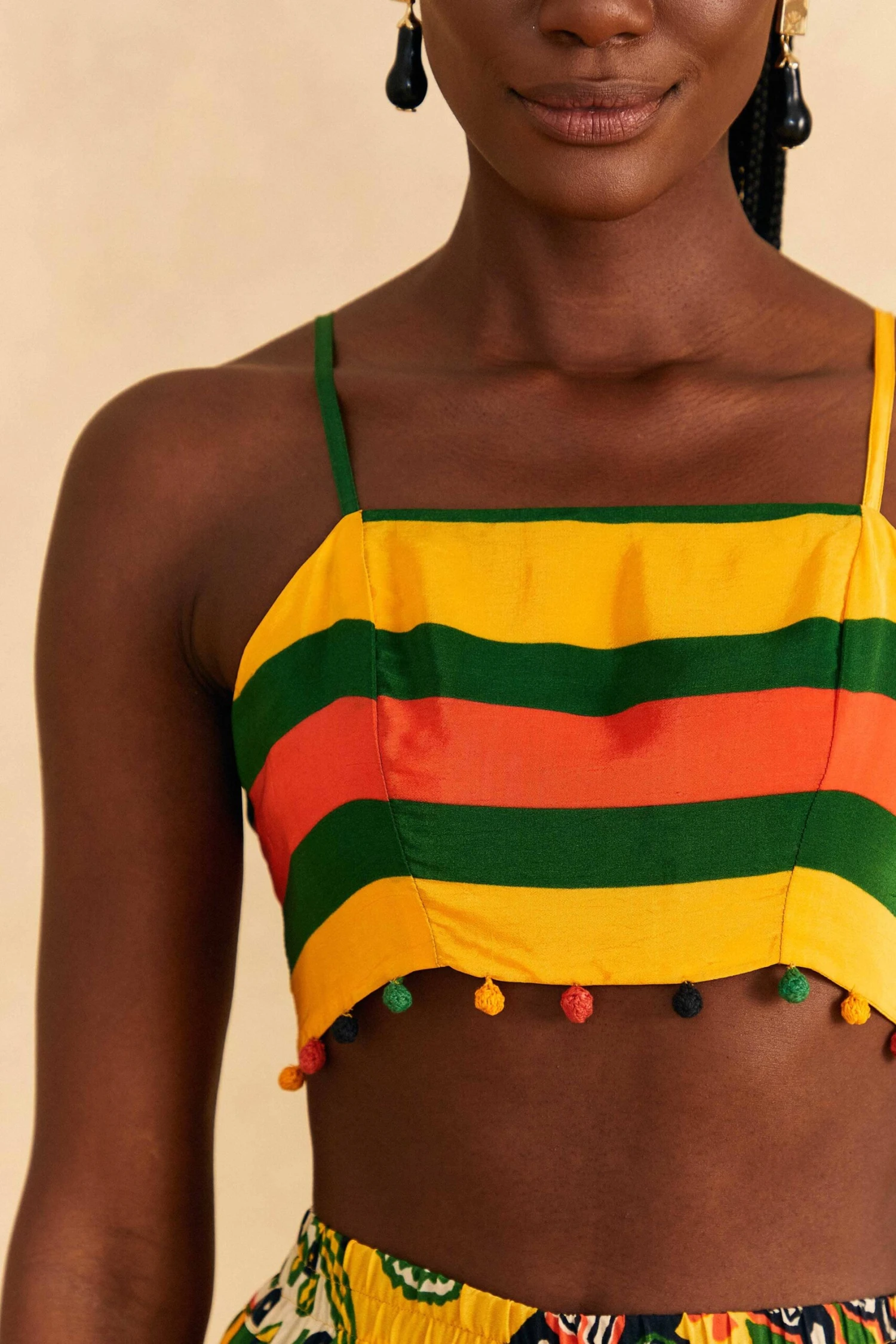 Farm Rio Yellow, Green & Red Striped Crop Top 5 Farm Rio Yellow, Green & Red Striped Crop Top - Image 3