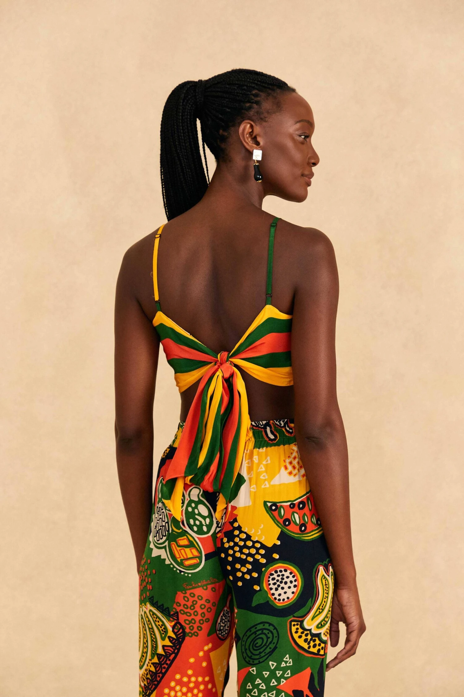 Farm Rio Yellow, Green & Red Striped Crop Top 6 Farm Rio Yellow, Green & Red Striped Crop Top - Image 4